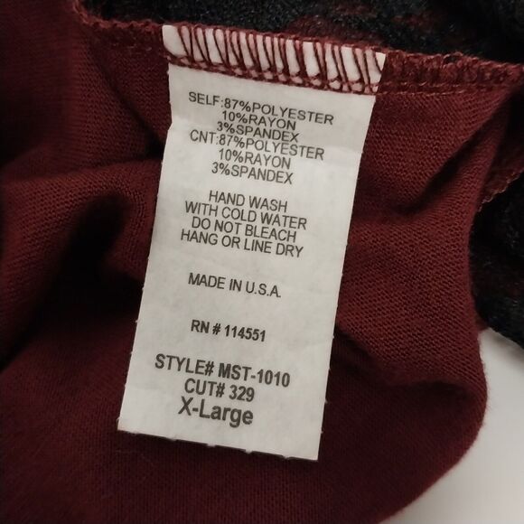 Liz in LA Maroon Long Sleeve XL Shirt Lace Shoulders And Back V-Neck Pullover - Picture 9 of 9